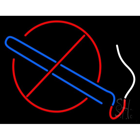 No Smoking LED Neon Sign 15 x 19 - inches, Clear Edge Cut Acrylic Backing, with Dimmer - Bright and Premium built indoor LED Neon Sign for Bar decor.