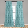thumbnail image 5 of Ambesonne Turquoise Curtains, Retro Squared Rounds, Pair of 28"x84", Petrol Blue and White, 5 of 5