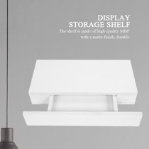 Walfront White Floating Shelves With Drawer Modern Decorative Wall