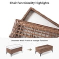 thumbnail image 4 of LAUSAINT HOME 5-Piece Patio Furniture Set, Outdoor Wicker Conversation Set with 1 Storage Ottoman, 3-Seater Sofa, 2 Single Chairs, 1 Table with Umbrella Hole, Beige Cushions, 4 of 10