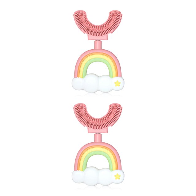Moyic Cepillo de en forma de U para niños de 2 a 6 años de edad, cepillo de de boca completa para bebés, limpieza Manual de Rosa 2piezas Moyic CBP186491