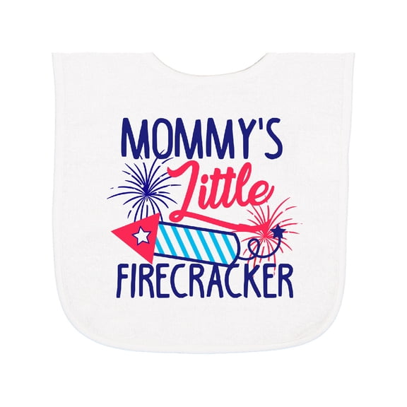 Inktastic Mommys Little Firecracker with Rocket and Fireworks Baby Terry Cloth Bib