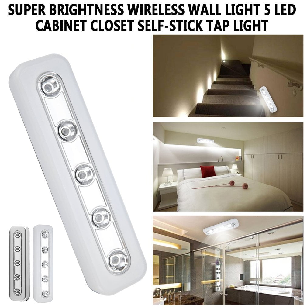 Super Brightness Wireless Wall Light 5 LED Closet SelfStick