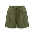 thumbnail image 2 of Drawstring Cotton Shorts Women Green Elastic High Waisted Lightweight Breathable Comfy Casual Summer Beach Vacation Shorts with Pockets Green XXL, 2 of 7