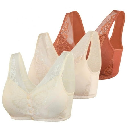 

Xmarks Bras for Older Women with Sagging Breasts Back Support Front Closure - Front Closure Sports Bras Women Cotton Ultra Soft Cup Sleep Bras(3-Packs)