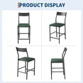 thumbnail image 3 of Memoryfield PU Leather Bar Stools Bar Stools Set of 2, Modern Iron Counter Height Chairs, 300 lb Capacity, Kitchen Island & Home Bar, Green, 3 of 9