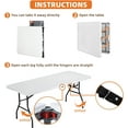 thumbnail image 4 of Folding Table Heavy Duty Fold Up Table Camping Working Table Indoor Outdoor Plastic Folding Table Utility Party Dining Table Easy to Assemble with Lock Function，White, 4 of 9