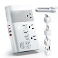 thumbnail image 1 of Adaptador de viaje DOACE de 500 W, 220 V a 110 V, con 3 enchufes y 4 USB, 1 of 7