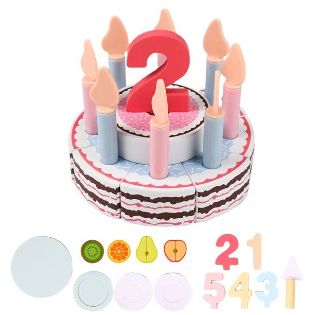 Wooden Cake Toy Birthday Cake Toy for Little Girls Wooden Cutting