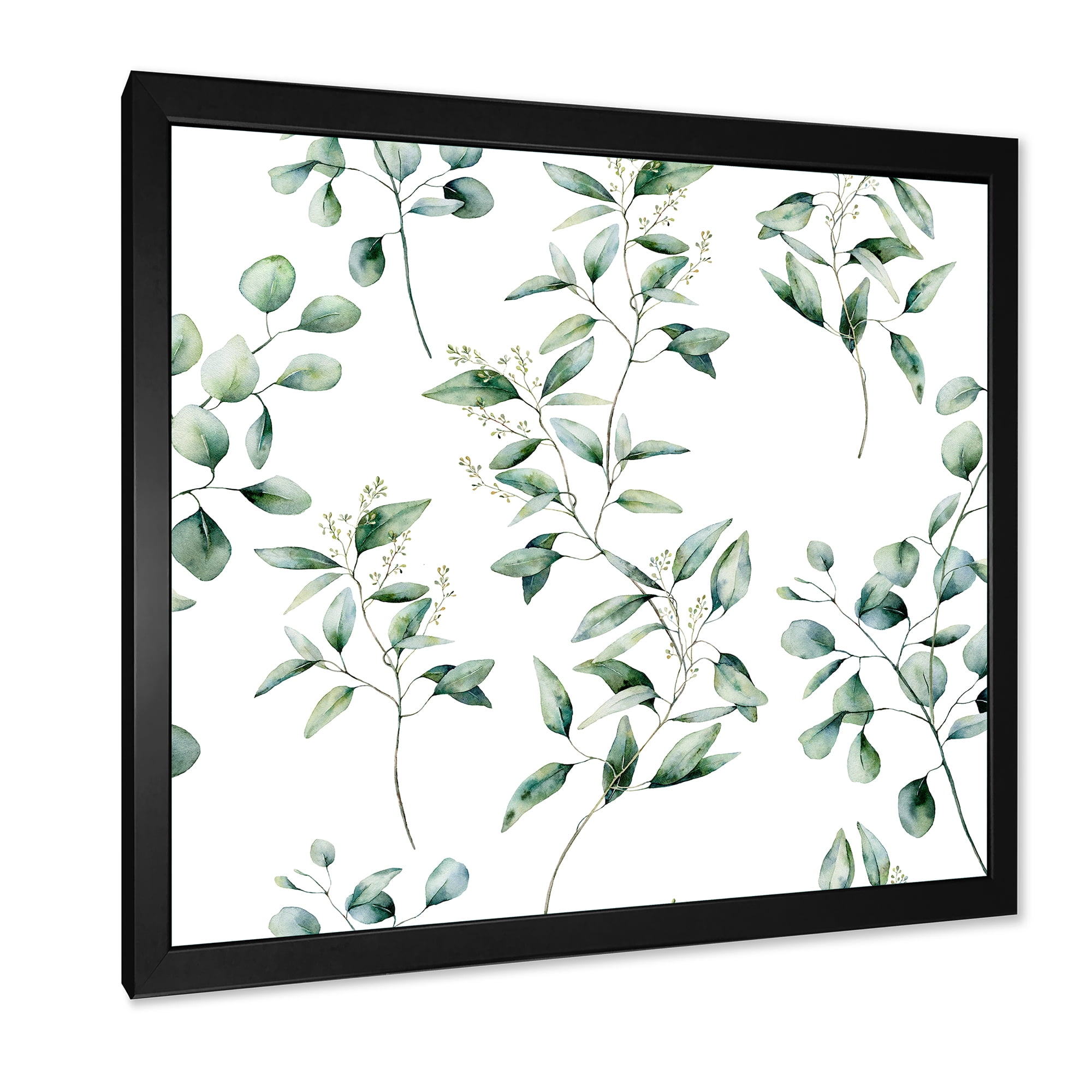 Designart 'Green Eucalyptus Plant Branches IV' Traditional Framed Art Print