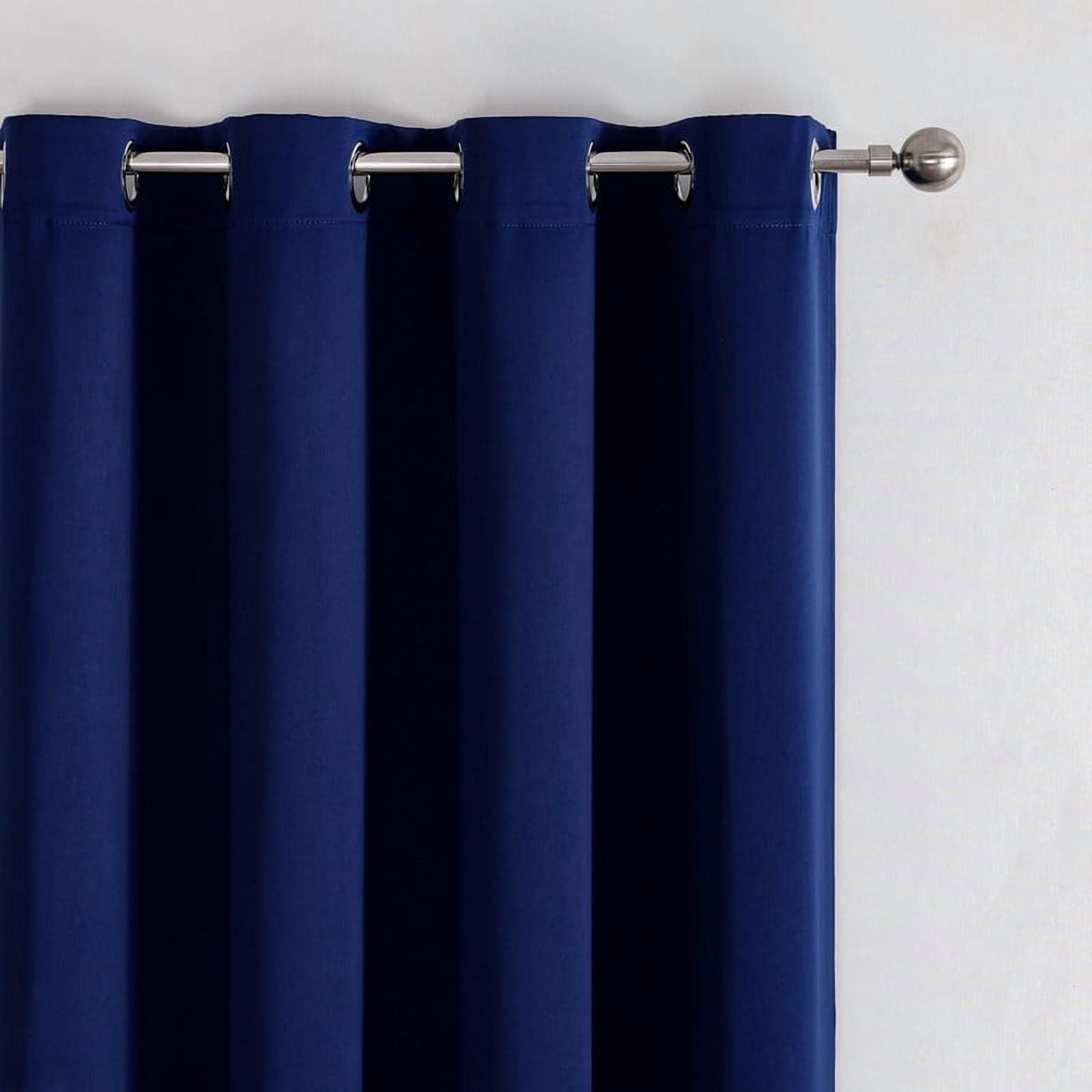 Utopia Alley Solid Blackout Window Curtains for Bedrooms and Living Rooms, Polyester Curtains, 2 Panels Set, (52" W × 96" L, Navy Blue)