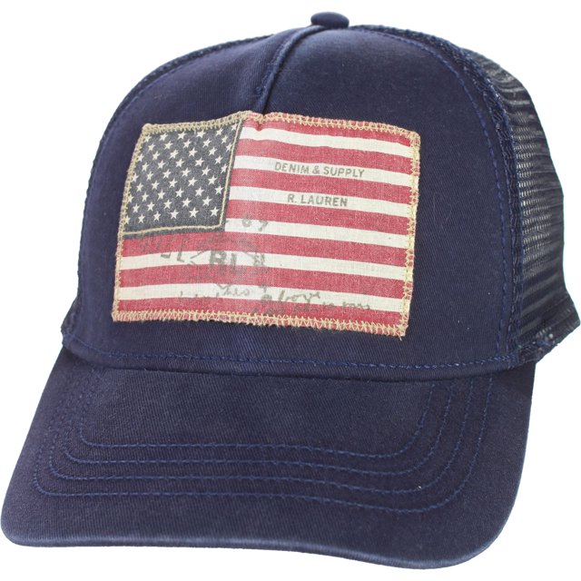Ralph Lauren Gorra de béisbol con bandera de EE. UU. para hombre, azul, talla única Ralph Lauren Gorra de beisbol