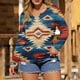 thumbnail image 1 of TaTaai Retro Printed T-Shirt Soft Loose Women's Fashion Casual Western Print Round Neck Long Sleeve Button Detail Spring Daily Versatile Top Gift, 1 of 5