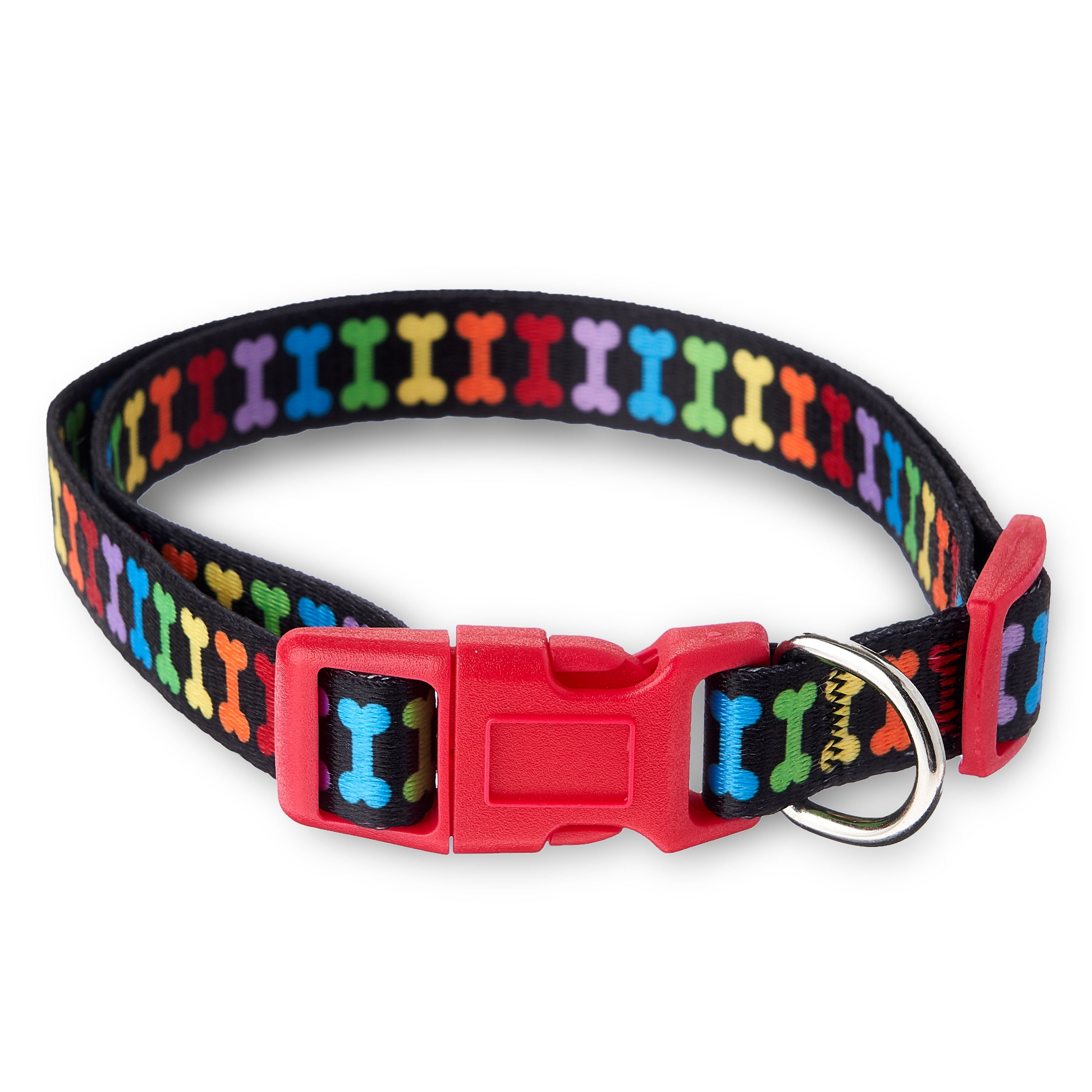 Vibrant Life Bone Print Dog Collar, Multicolored, M