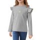 thumbnail image 4 of Blusas y camisas de manga larga con cuello redondo para niños, camisa de base de color liso con estampado de corazones y mangas voladoras, blusa informal holgada y fina de poliéster para niños con cue, 4 of 5