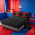 thumbnail image 3 of meiyoeat Red Black Monogram L 7Pcs Queen Bedding For Boys,Gradient Initial Print Bedding Comforter Set Queen,Black Reversible, 3 of 7