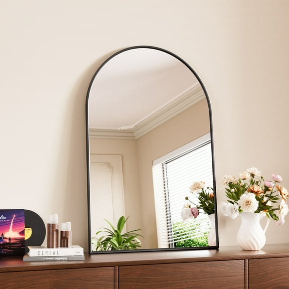 Swafrrt Bathroom Mirror, 22’’x30’’ Black Arched Mirror, Arched Bathroom Mirror, Black Bathroom Mirror Aluminum Framed