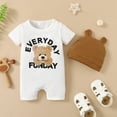 thumbnail image 3 of NZRVAWS Newborn Baby Boys Romper Short Sleeve Round Neck Bear Jumpsuit Bodysuit with Hat 3-6 Months, 3 of 7