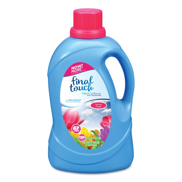 Scented Fabric Softener, Spring Fresh, 134 oz Bottle, 4/Carton