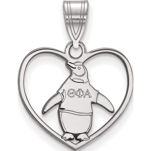 Sterling Silver Rh-Plated Logoart Theta Phi Alpha Heart Pendant (21 X 17) Made In United States ss040tpa