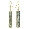 thumbnail image 5 of Beautiful Dark Green Rectangular Labradorite Gold-Plated Silver Dangle Earrings, 5 of 7