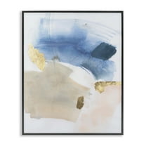 Stupell Industries Soft Ombre with Gold Accents Abstract Painting Black Framed Art Print Wall Art, 11 x 14