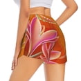 thumbnail image 2 of Uemuo Orange Flower Psychedelic Pattern Women's Athletic Shorts High Waisted Running Shorts with Liner Pockets Gym Elastic Workout Shorts-, 2 of 9