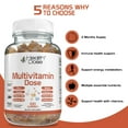 thumbnail image 5 of Health Dose Multivitamin Dose Adults Strawberry, Orange and Pineapple Flavor 100 Gummies Gluten Free, Vegetarian Friendly, 5 of 7