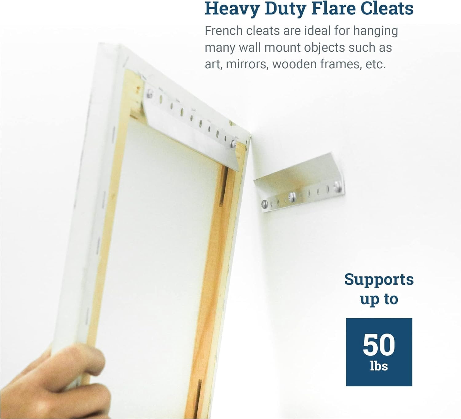 Picture Hang Solutions 10 in Flare French Cleats for Wood Frames 50-lb Capacity 30 Pairs per Pack