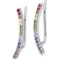 thumbnail image 2 of Sterling Silver Rhodium-Plated Colorful Cz Ear Climbers (20.3 X 1.96) Made In China qe14453, 2 of 5