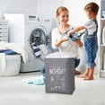 thumbnail image 4 of fsxdhpcsgfc 21 Inches Freestanding Laundry Storage Container With Lid Collapsible Large Drawstring Clothes Hamper Storage With Handle Laundry With Gray Storage Fabric Storage Dorm Room Transparent, 4 of 6