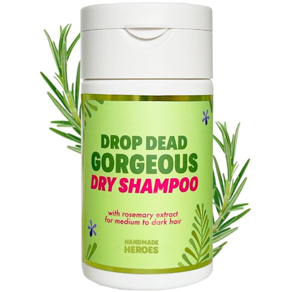 Champú seco hecho a mano Heroes con aceite de romero para el crecimiento del cabello de aspecto más saludable, voluminizador sin aerosol, magnífico champú seco de romero 1.8 oz (medio a oscuro 1 unida