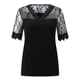 thumbnail image 5 of Blusa informal de manga corta con retazos de encaje y cuello en V para mujer Pompotops hkajfhjk459444, 5 of 7