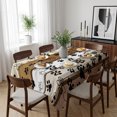 thumbnail image 6 of Brown Beige Farmhouse Table Cloth Waterproof Tablecloths, Black Dog Paw Vintage Wooden Tablecloth Dining Table Cover for Kitchen Party Tabletop Outdoor, Rectangle Tablecloth 52x70 Inch, 6 of 9