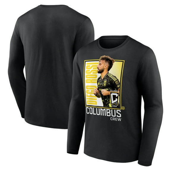 Men's Fanatics Diego Rossi Black Columbus Crew Player Program Long Sleeve T-Shirt