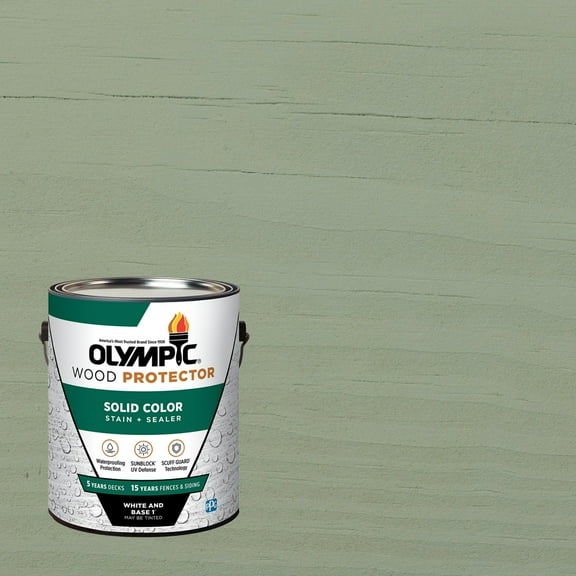 Olympic 1 Gallon SC-1065 Powder Mill Exterior Solid Wood Protector Stain Plus Sealer in One