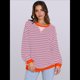 thumbnail image 5 of Sudaderas A Rayas para Mujer, Camisetas de Larga con Cuello Redondo de Gran Tamaño, Jersey Y2K, Ropa de Moda de Otoño Amarillo Anaranjado L, 5 of 8