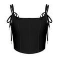 thumbnail image 6 of Summer Crop Tops for Women Sleeveless Tie Spaghetti Straps Corset Tops Solid Color Casual Club Camisole Tank Tops, 6 of 7