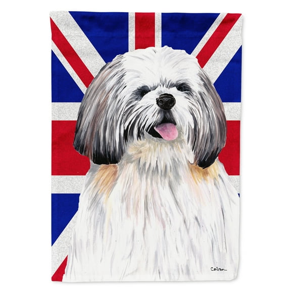 Carolines Treasures SC9840CHF Shih Tzu with English Union Jack British Flag House Flag House Size multicolor