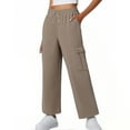 thumbnail image 3 of Gmluru Wide Leg Pants Woman Dressy Solid Color Wide-Leg Elastic-Waistband Pocket Stretch Loose Casual Sweatpants Khaki-A S-3XL, 3 of 6