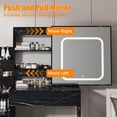 thumbnail image 6 of Vanity Desk with Sliding Mirror & Lights, Makeup Vanity Set with Charging Station 4 Drawers 7 Shelves, Large Vanity Set with Cushioned Stool for Bedroom, Marble Black, 6 of 7