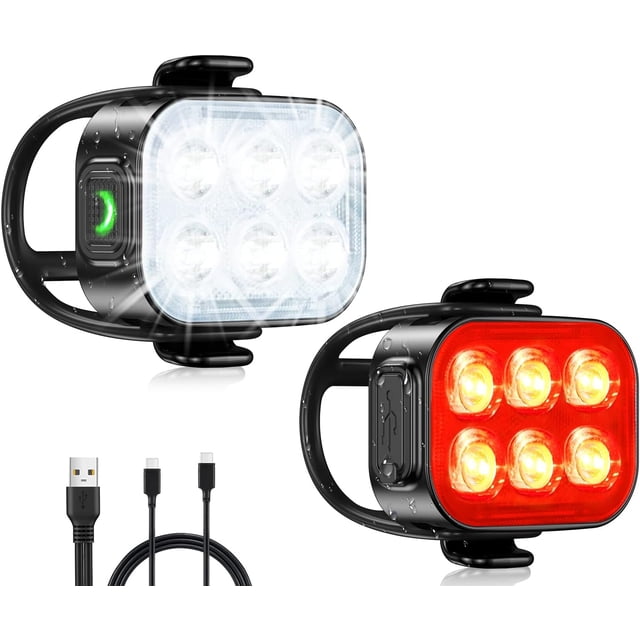 Bike Lights Ultra Slim, Rechargeable Bicycle Lights Front and Rear, 4+6 Modes Bike Light, Waterproof IP65 Cycle Lights for Road Safety, 1.5 Hrs Fast Charging Bike Light Cycling Headlights Set