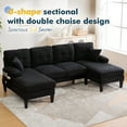 thumbnail image 3 of Villeston U-Shaped Sectional Sofa, 100" Linen Couch, 4 Seat Lounge Sleeper with Double Chaise for Living Room，Black, 3 of 7