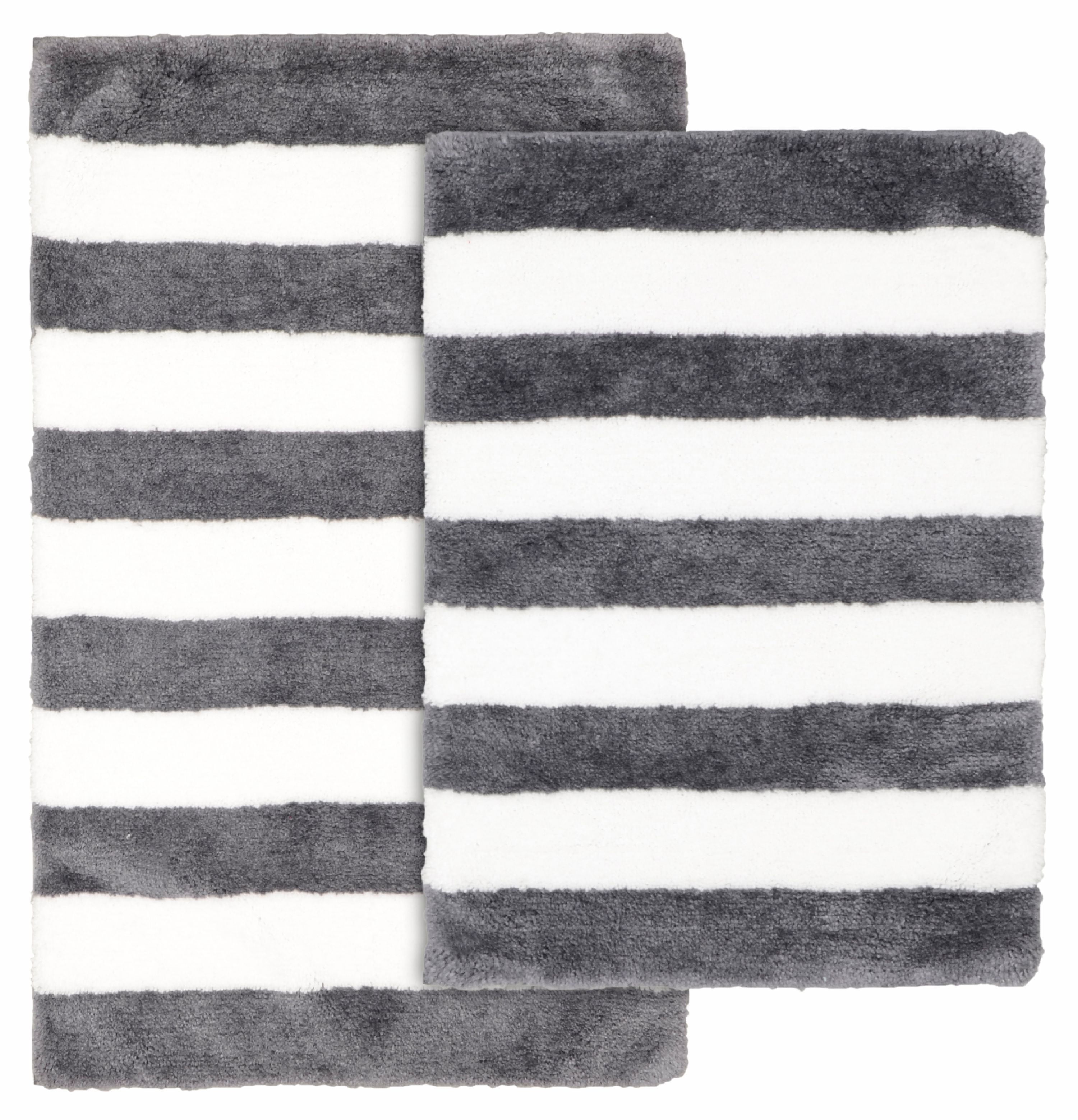 Garland Rug Beach Stripe 2 Piece, Gray And White Bathroom Rugs