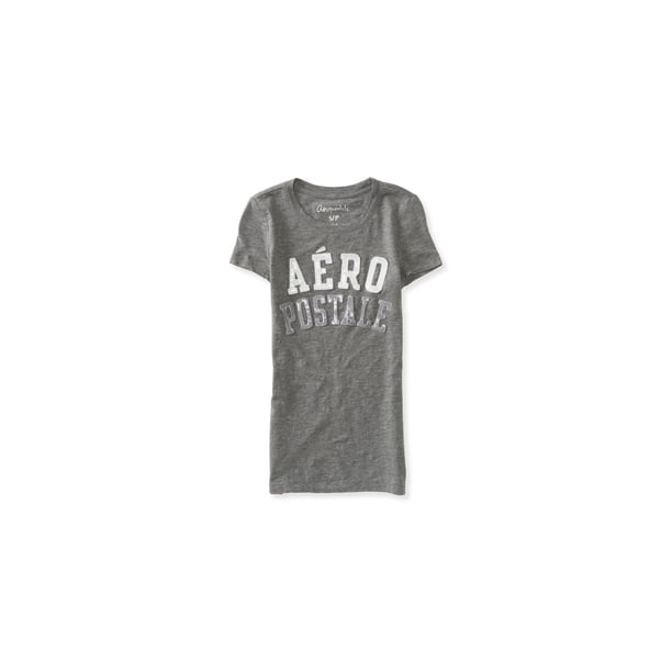 Aeropostale - Camiseta adornada con logotipo de lentejuelas para mujer, gris, grande