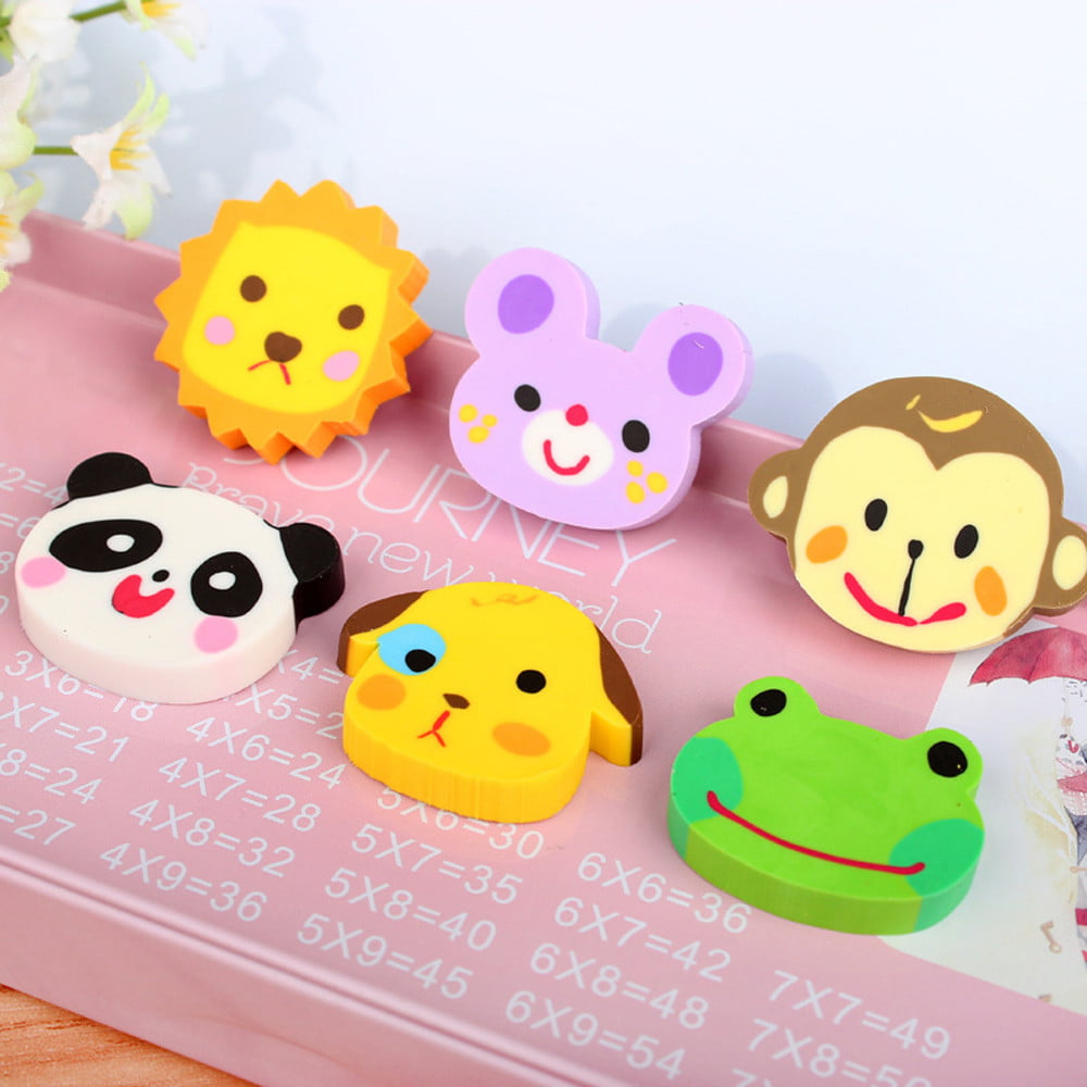 Mini Animal Erasers Rubbers Assorted Designs Fun Childrens Stationary