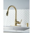 thumbnail image 3 of Wowow Single Handle Pull Down Sprayer Kitchen Faucet in Gold, Stainless Steel Kitchen Faucet with Soap Dispenser, 3 of 9