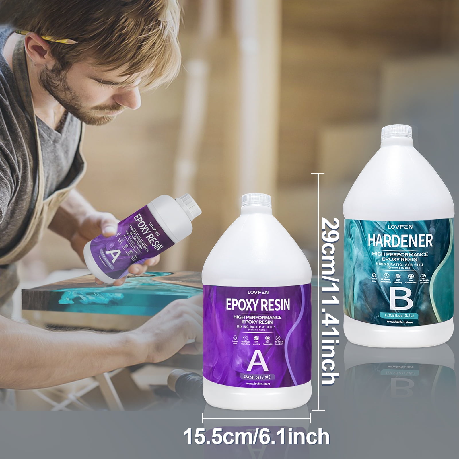 2 Gallon Epoxy Resin Art Resin for DIY,Jewelry,Tabletops,Crystal Clear,High-Performance Resin Epoxy