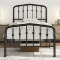 thumbnail image 2 of Renwick Modern Metal Platform Bed with Arched Headboard and Footboard for Adult, Twin, Black, 2 of 9