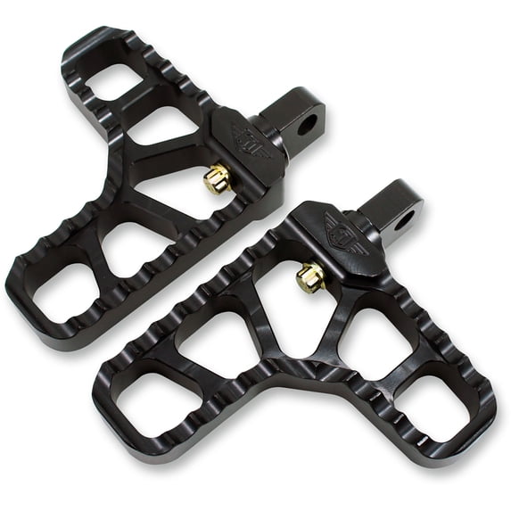 Joker Machine Adjustable Serrated Footpegs Black Anodized 4 3/16" L x 3 7/8" W x 1" T Heel 08-62-5B